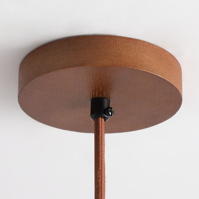 Japanese Round Yellow Travertine LED Pendant Light for Bedroom
