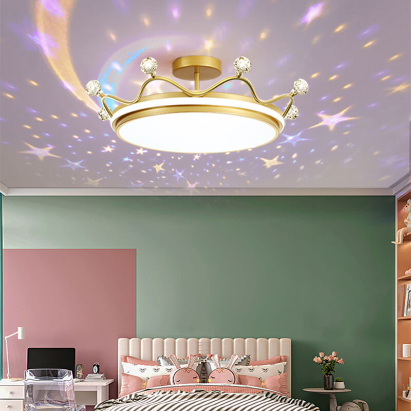 Modern Kids Crown LED Semi-Flush Mount Ceiling Light for Bedroom
