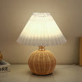 Nordic Rattan Pleated LED Table Lamp for Bedroom