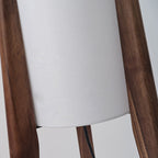 Premium Chinese Fabric Cylinder Shade Wood Tripod Floor Lamp - 1-Light Design for Study