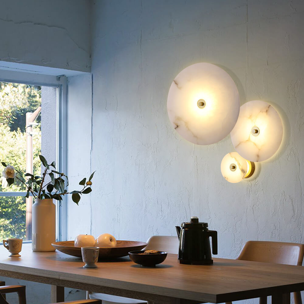 Luxury Round Marble and Iron LED Wall Sconce