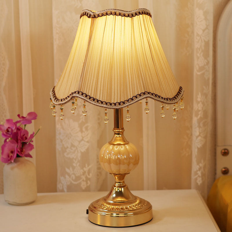 Vintage Floral Glass Table Lamp - European Design, 1-Light