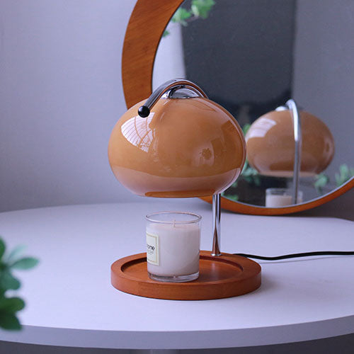 Premium Vintage Glass Dome Table Lamp with Solid Wood Base - 1-Light Melting Wax Design