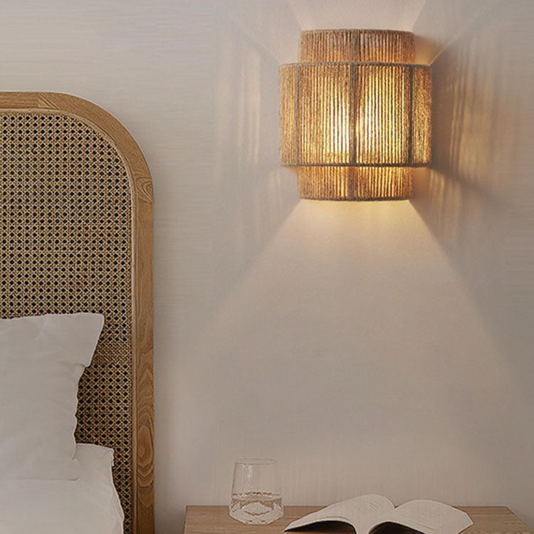 Japanese Rope-Woven 1-Light Wall Sconce