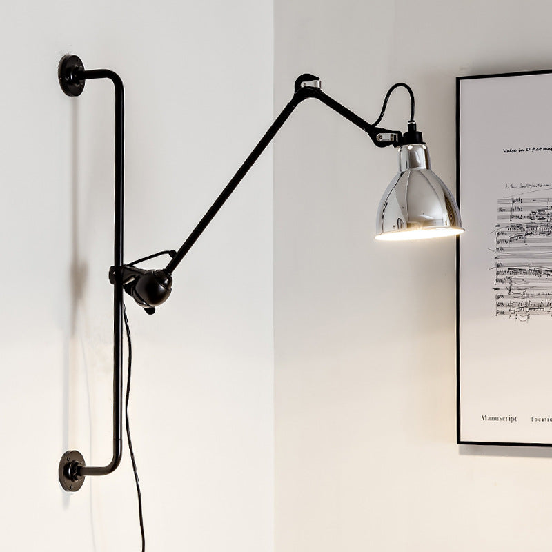 Industrial Iron Swing Arm Sconce