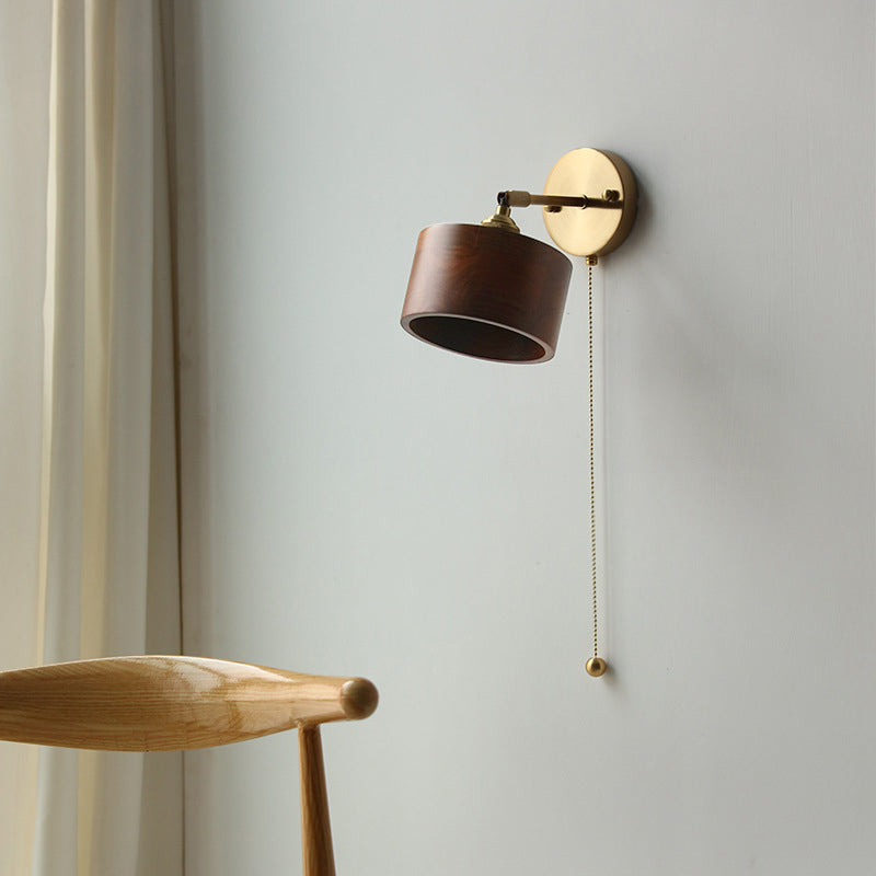 Scandinavian Copper & Wood 1-Light Sconce