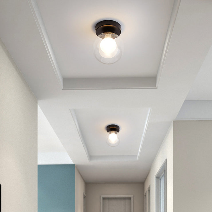 Contemporary Round Glass 1-Light Semi-Flush Mount Ceiling Fixture