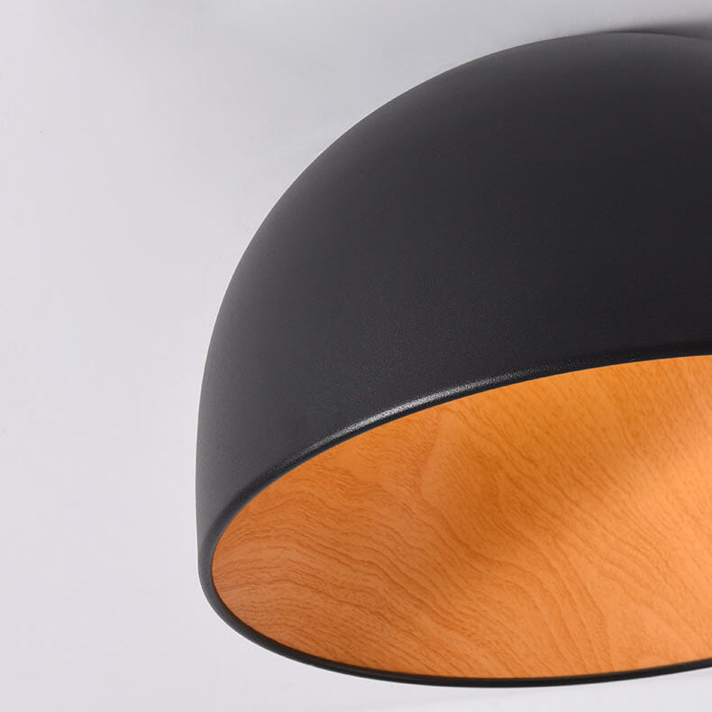 Modern Wooden Bowl LED Flush Mount Ceiling Light