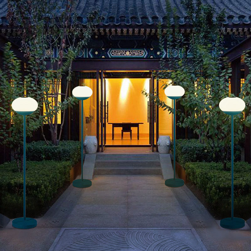 Modern Minimalist Solar LED Outdoor Floor Lamp - Wrought Iron Oval Design