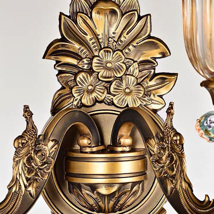 Elegant European Glass Flower Wall Sconce Lamp