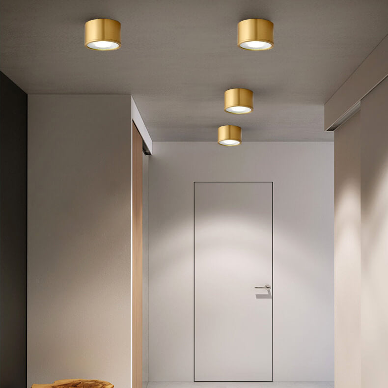 Contemporary Brass LED Flush Mount Ceiling Spotlight