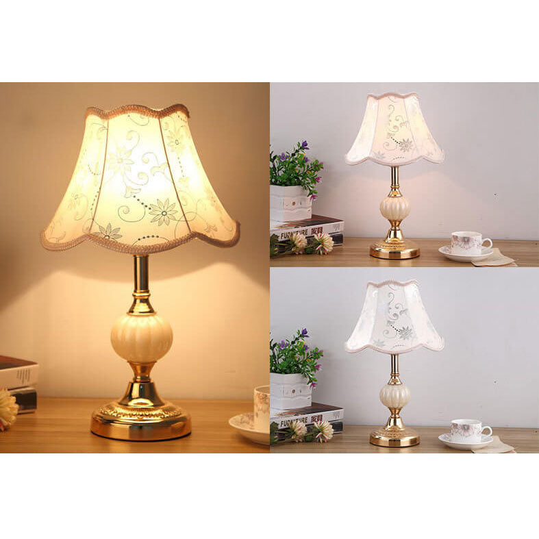 Vintage Floral Glass Table Lamp - Nordic Design, 1-Light