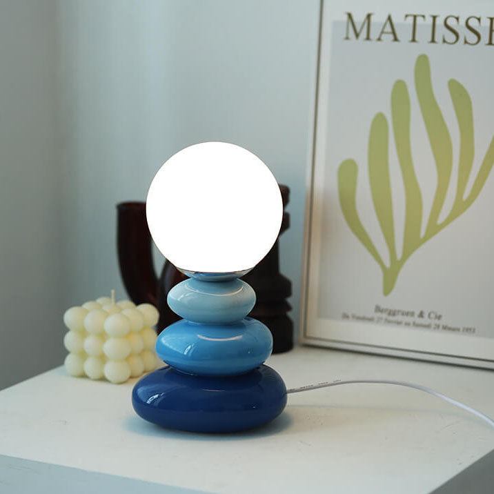 Contemporary Pebble Ceramic USB LED Table Lamp