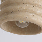 Premium Yellow Travertine Cylinder Pendant Light with Wooden Accents