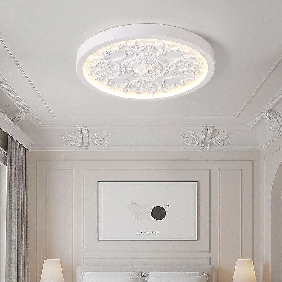 Contemporary Carved Iron and Acrylic LED Flush Mount
