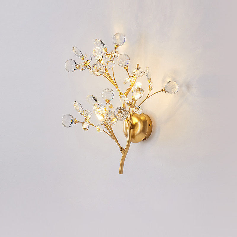 Crystal Floral Iron 3-Light Sconce