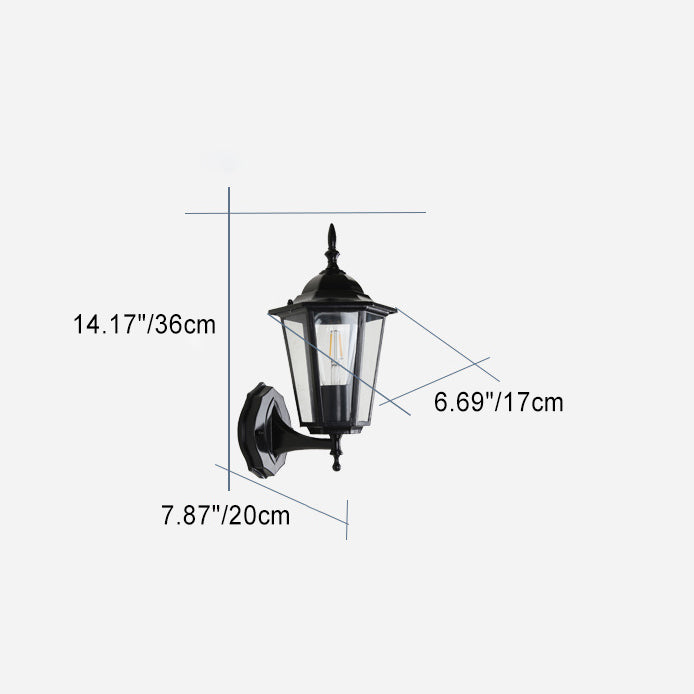 Modern Hexagonal Aluminum Outdoor Wall Sconce with Frosted