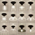 Nordic Vintage Floral Round Semi-Flush Mount Ceiling Light