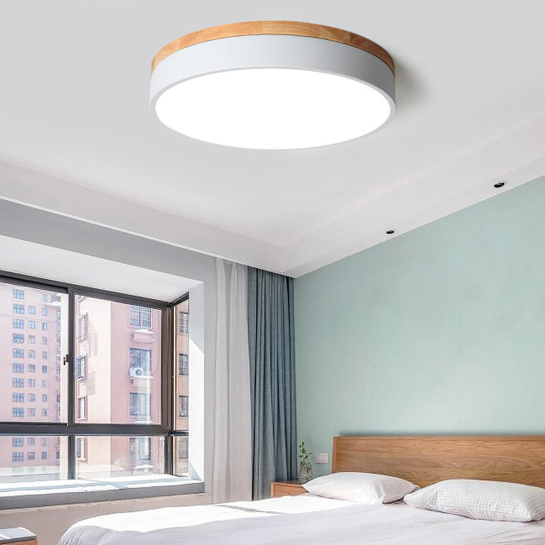 Minimalist Round LED Flush Mount Ceiling Light - Macaron Design for Bedroom