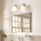 Minimalist Rubber Wood & Iron Wall Sconce