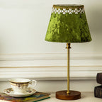 Velvet Copper Wood Drum Table Lamp - 1-Light Design for Living Room