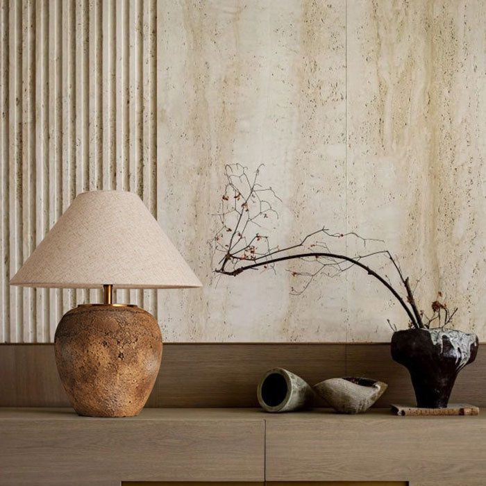 Shabby Chic Cone Fabric Ceramic Table Lamp - 1-Light Design for Bedroom