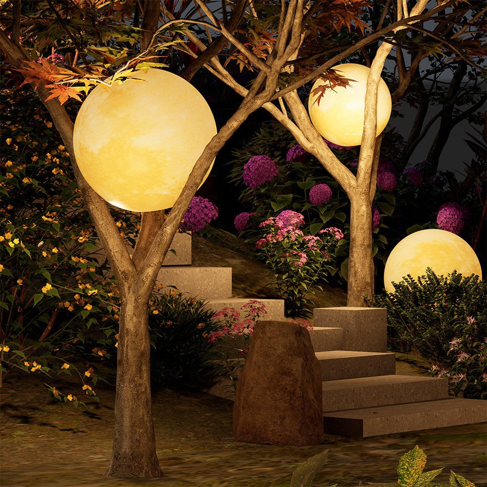 Modern Nordic Solar Waterproof Round Moon LED Pendant Light