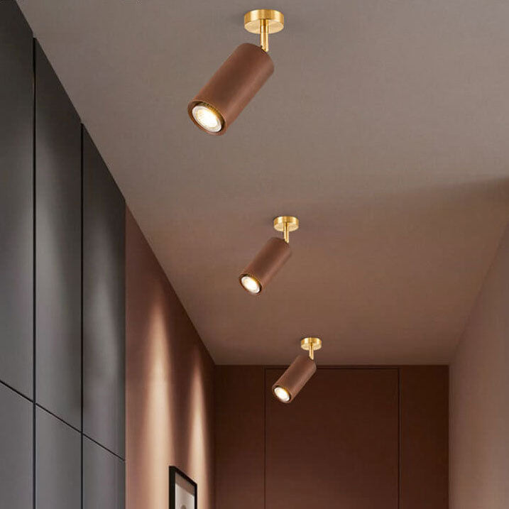 Nordic Minimalist Walnut Wood LED Linear Track Ceiling