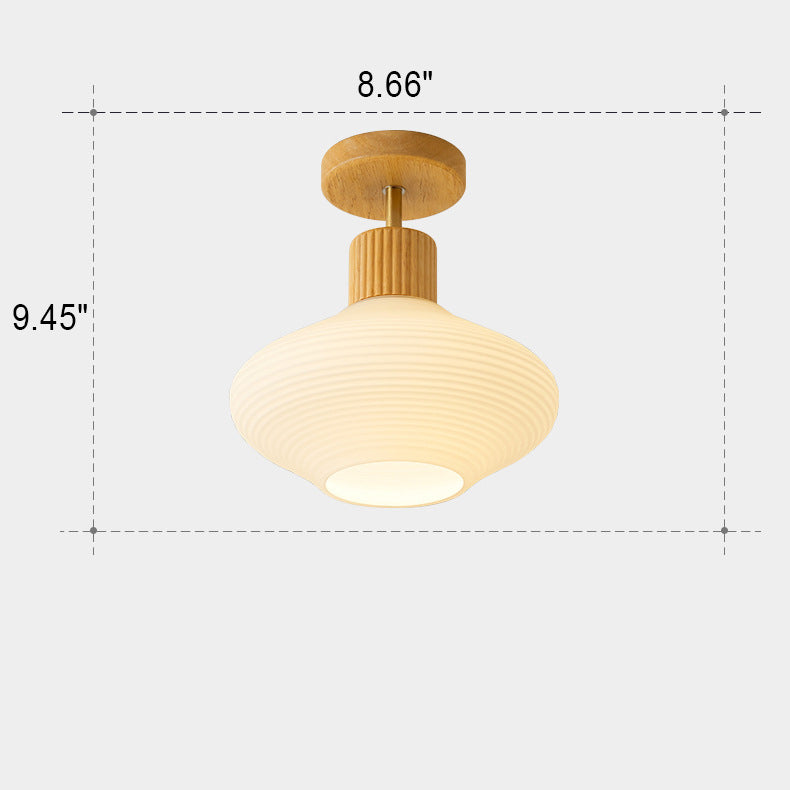 Nordic Striped Glass Oval Semi-Flush Mount Ceiling Light