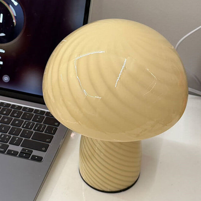 Contemporary Minimalist Glass Mushroom Table Lamp - 1 Light