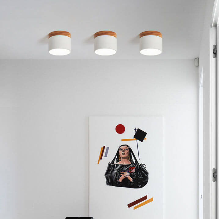Scandinavian Solid Color Log LED Flush Mount Ceiling Light