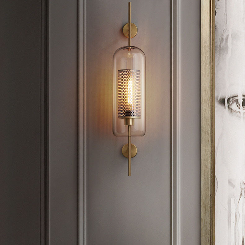 Industrial Cylinder Glass Wall Sconce