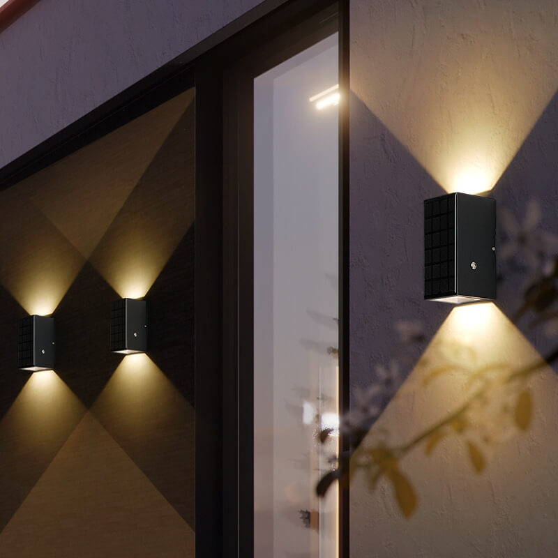 Premium Black Rectangular Solar LED Outdoor Wall Light