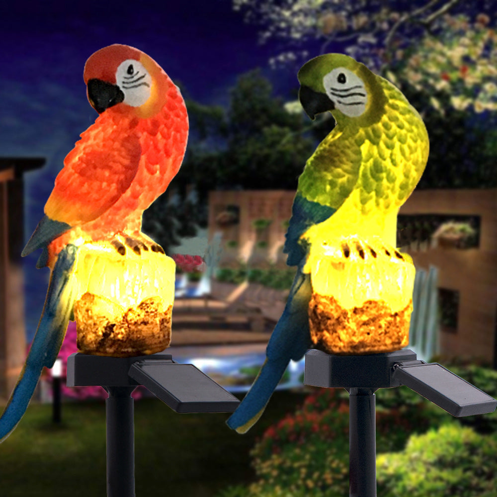 Colorful Solar-Powered Waterproof Resin Parrot LED Garden
