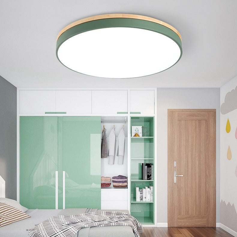 Minimalist Round LED Flush Mount Ceiling Light - Macaron Design for Bedroom