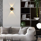 Premium Hexagonal Black and Gold LED Outdoor Wall Sconce