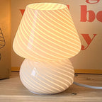 Contemporary Striped Mushroom Glass Table Lamp - 1 Light