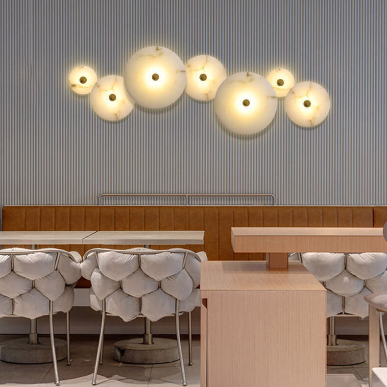Luxury Round Marble and Iron LED Wall Sconce