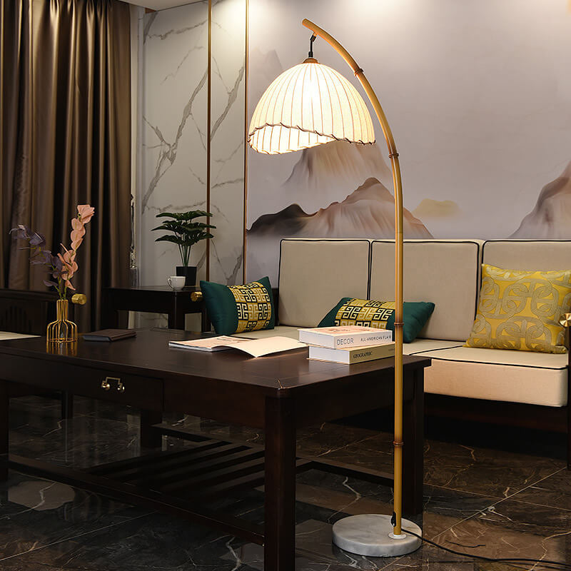 Premium Bamboo Pole Floor Lamp - Retro Zen Design, 1-Light