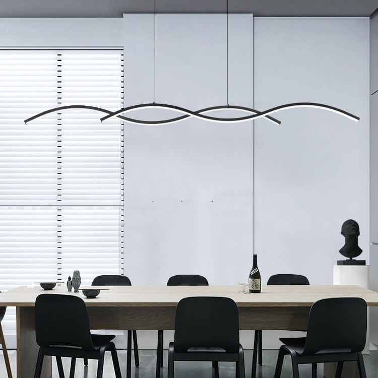 Nordic Minimalist LED Chandelier with Long Wave Design