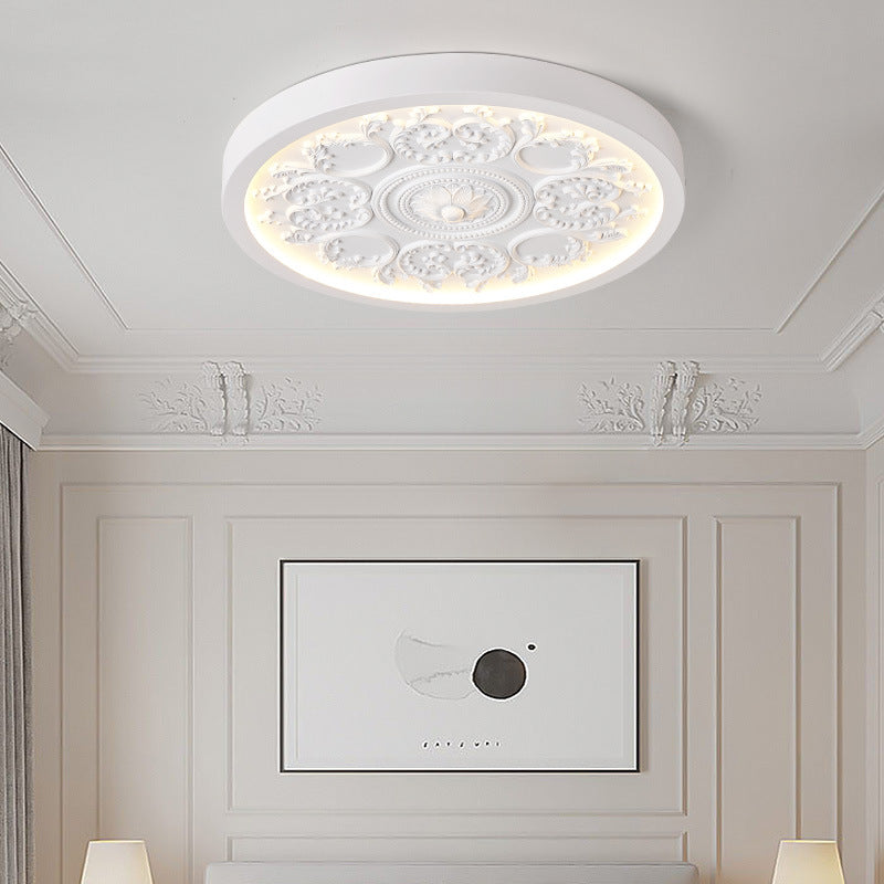 Contemporary Carved Iron and Acrylic LED Flush Mount