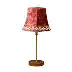Velvet Copper Wood Drum Table Lamp - 1-Light Design for Living Room