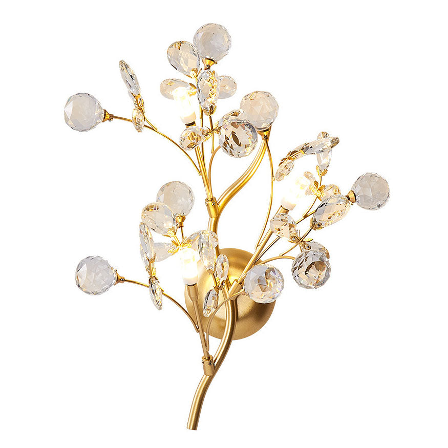 Crystal Floral Iron 3-Light Sconce