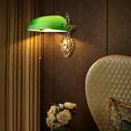 Vintage Copper Green Glass Wall Sconce
