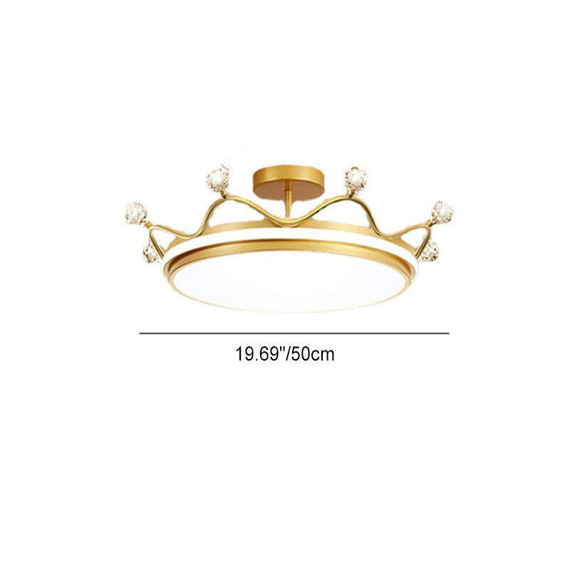 Modern Kids Crown LED Semi-Flush Mount Ceiling Light for Bedroom