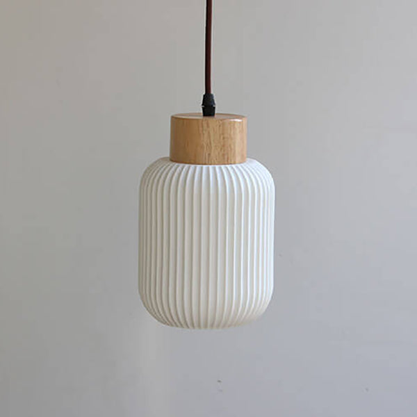 White Ceramic Cylindrical Pendant Light - Nordic Japanese Design