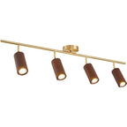 Nordic Minimalist Walnut Wood LED Linear Track Ceiling