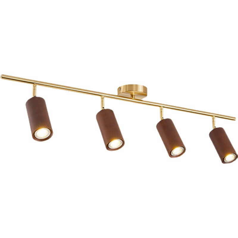 Nordic Minimalist Walnut Wood LED Linear Track Ceiling
