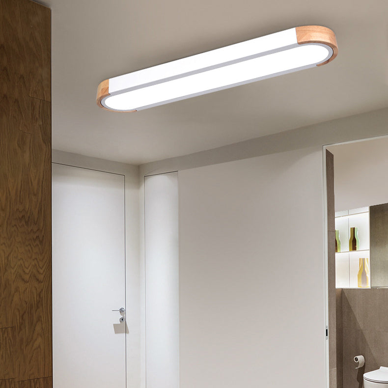Scandinavian Long Oval Iron LED Flush Mount Ceiling Light for Bedroom