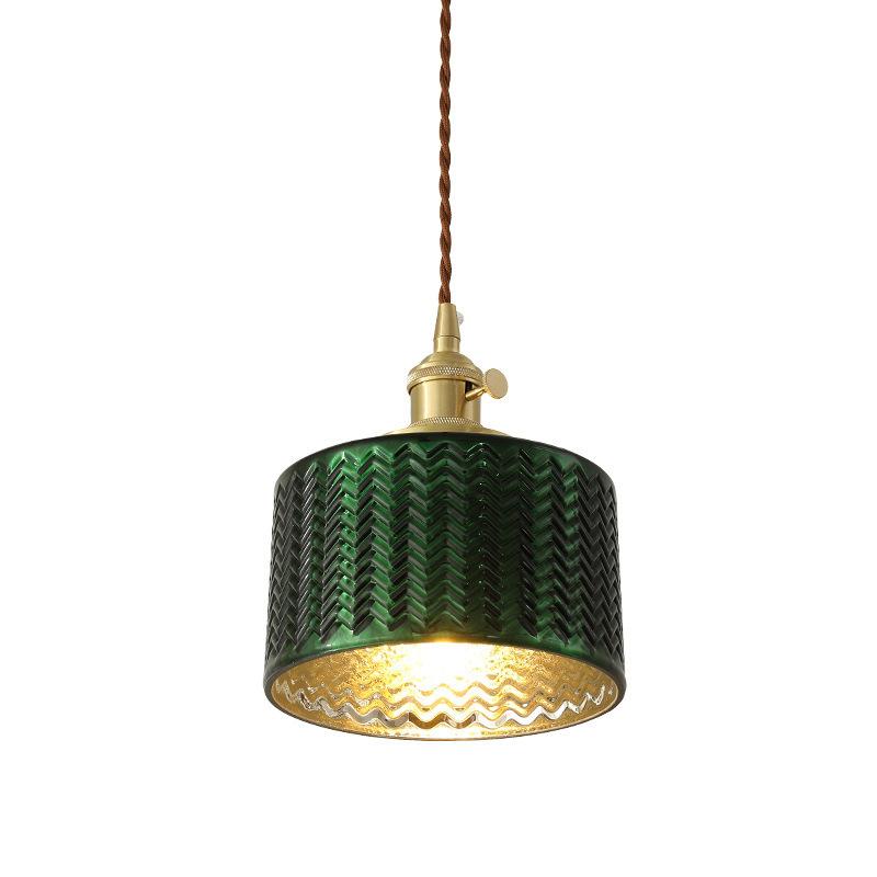 Nordic Vintage Green Brass Glass Island Chandelier - 1, 2, or 3 Lights